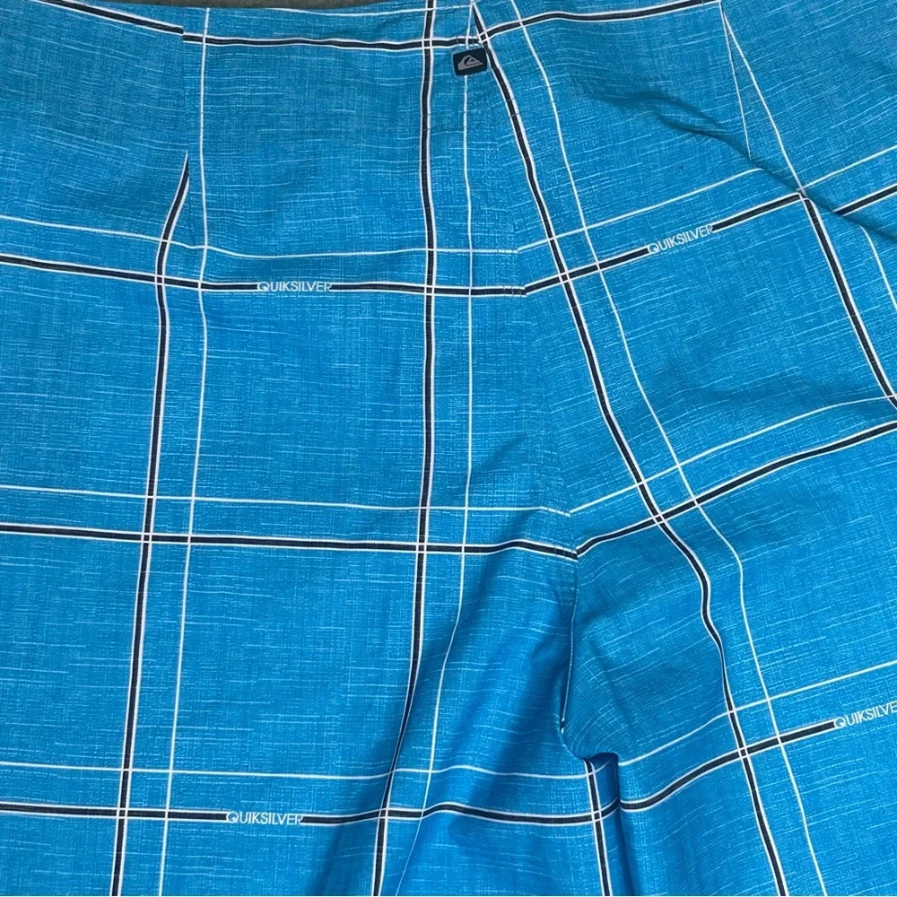 Quiksilver Electric 21‎ Blue Board Shorts Quick-Dry Plaid Draw Cord Sz 36